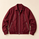 Nook Zip-Up Bomber Jacket in Red