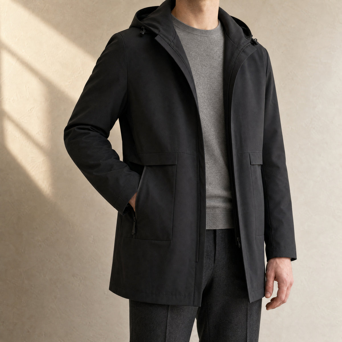 Obsidian Hooded Parka in Black