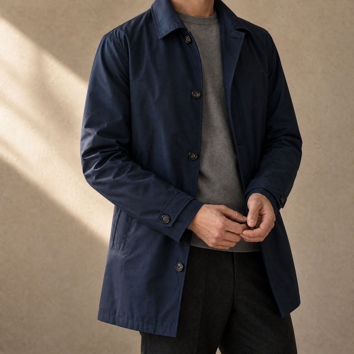 Orchard Insulated Mac Coat in Navy Blue