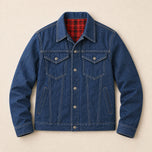 Osprey Flannel-Lined Denim Jacket in Dark Blue