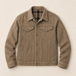 Osprey Flannel-Lined Denim Jacket in Dark Brown