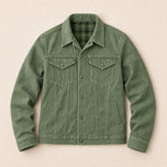 Osprey Flannel-Lined Denim Jacket in Green