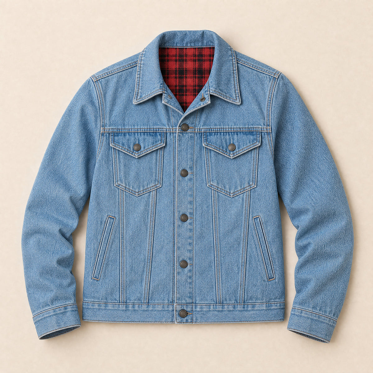 Osprey Flannel-Lined Denim Jacket in Light Blue