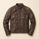 Peak Vintage Leather Biker Jacket in Brown