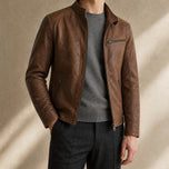 Pike Leather Zip Jacket in Brown