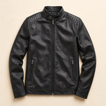 Prairie Leather Racer Jacket in Black