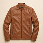 Prairie Leather Racer Jacket in Earth Yellow