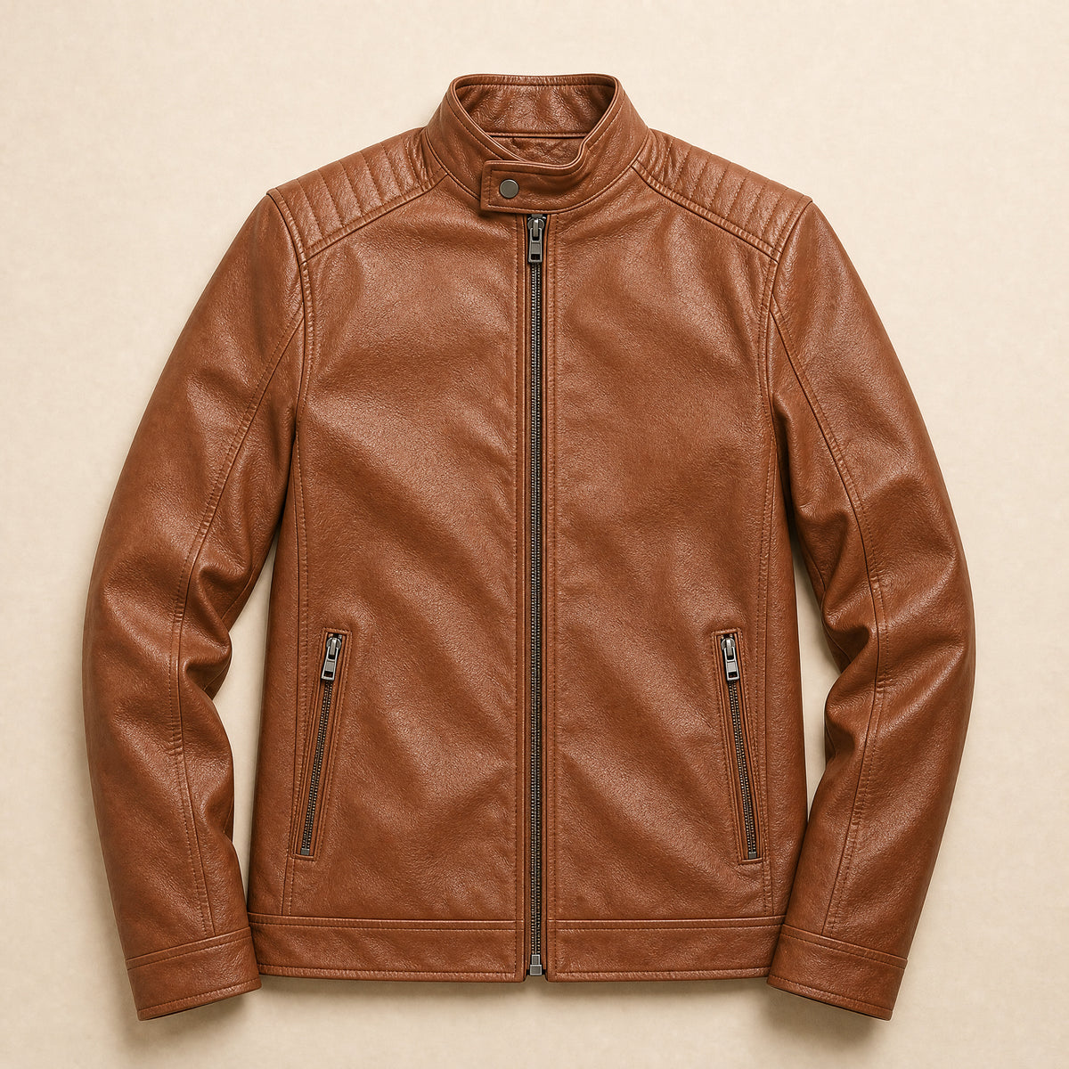 Prairie Leather Racer Jacket in Earth Yellow