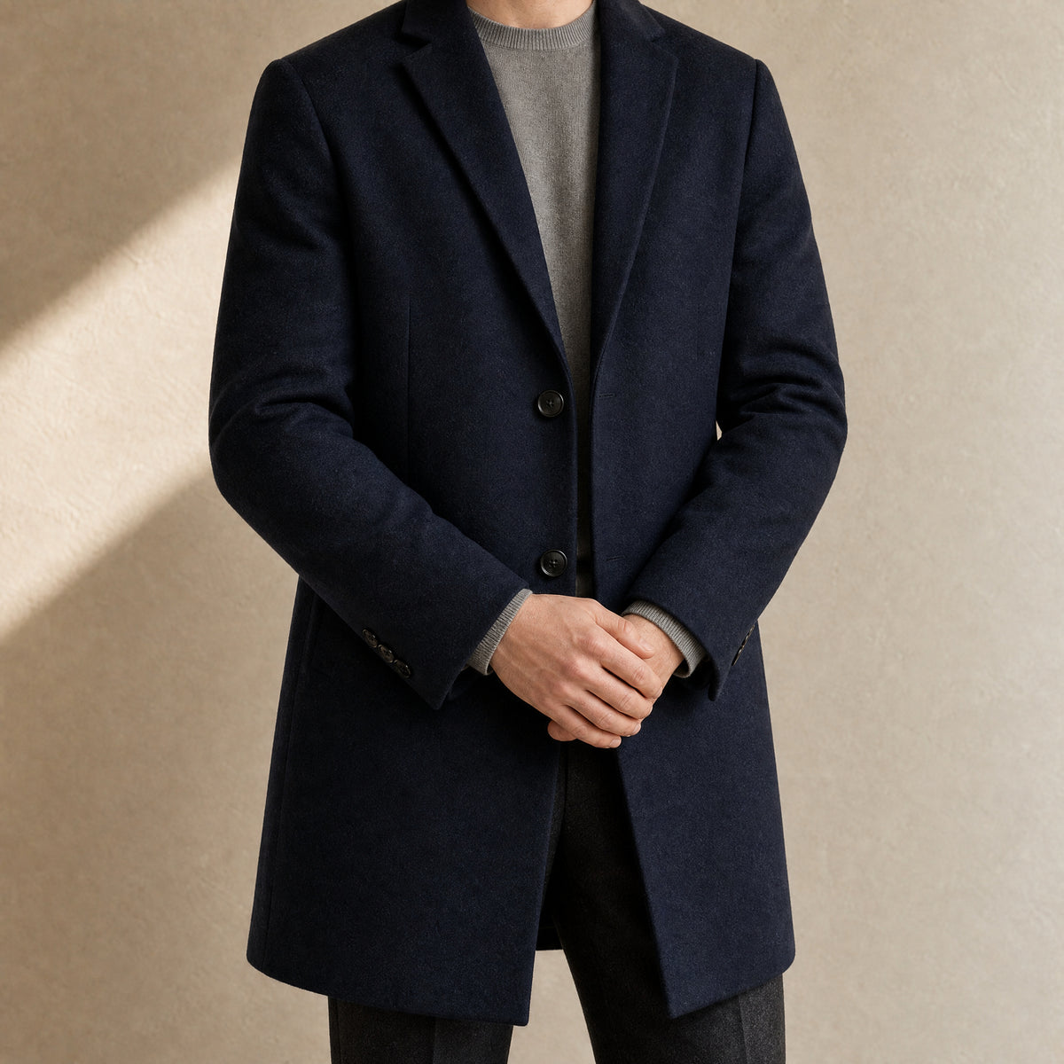 Rapids Wool-Blend Overcoat in Navy Blue