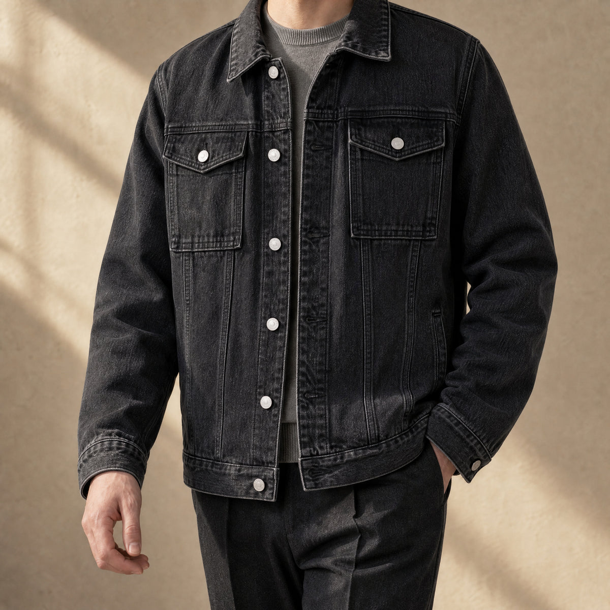 Ravine Workwear Denim Jacket in Black