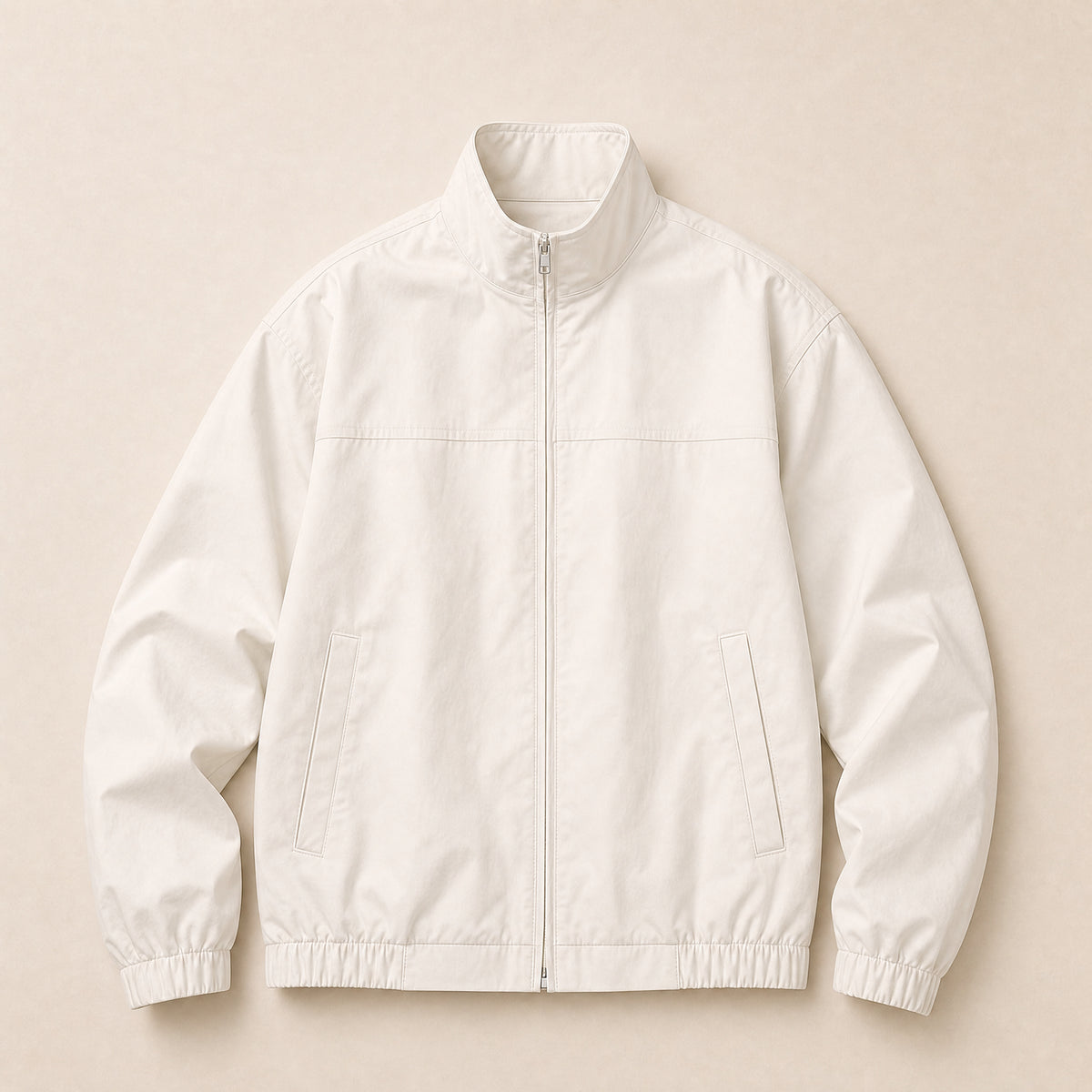 Ridgeline Zip Bomber Jacket in Apricot White