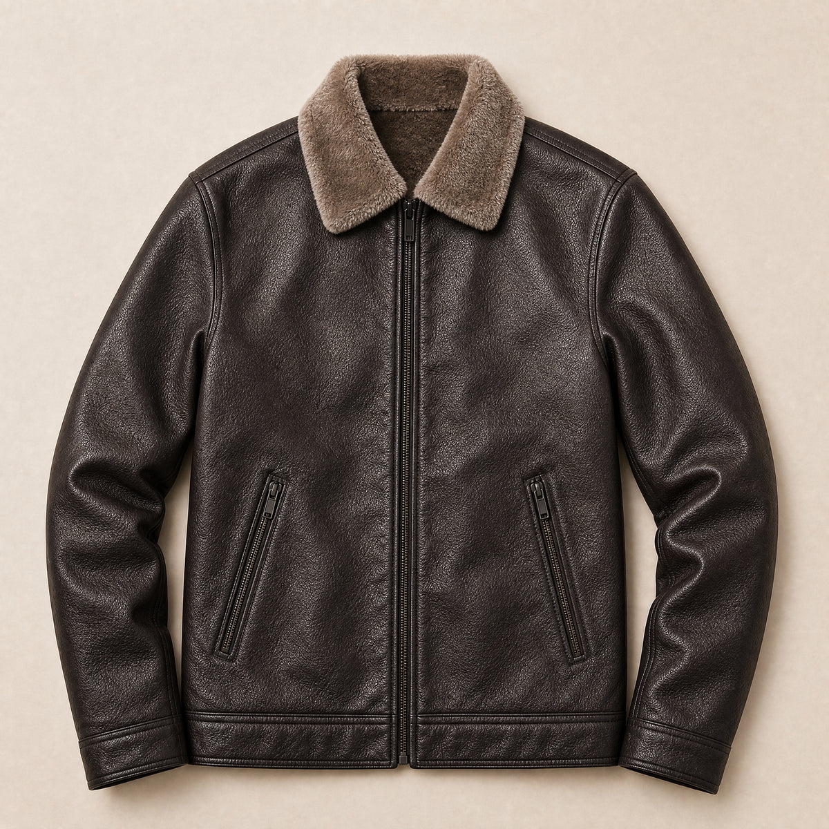 Rift Leather Shearling Jacket in Coffee