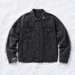 Rimefall Embroidered Denim Jacket in Black
