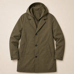 Ripple Lapel Hooded Parka in Army Green