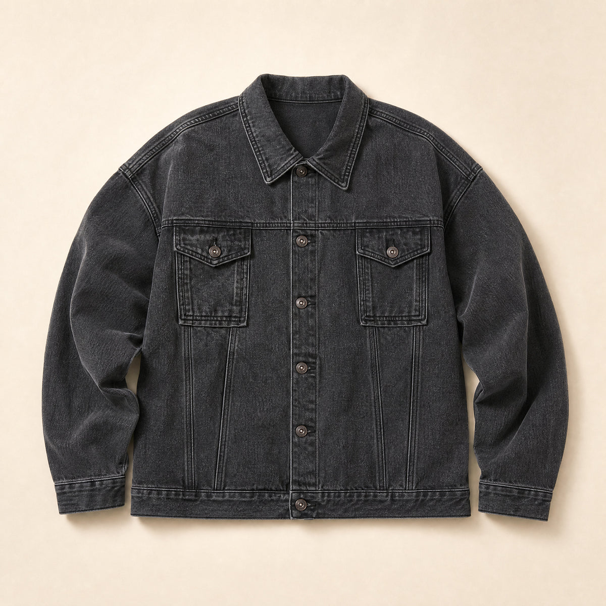 Riptide Embroidered Denim Jacket in Black