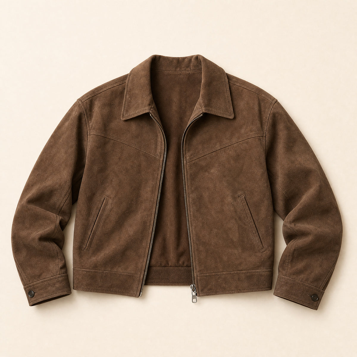 Runoff Suede Bomber Jacket in Brown