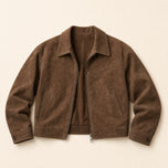 Runoff Suede Bomber Jacket in Brown