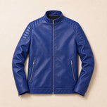 Sable Faux-Leather Jacket in Blue
