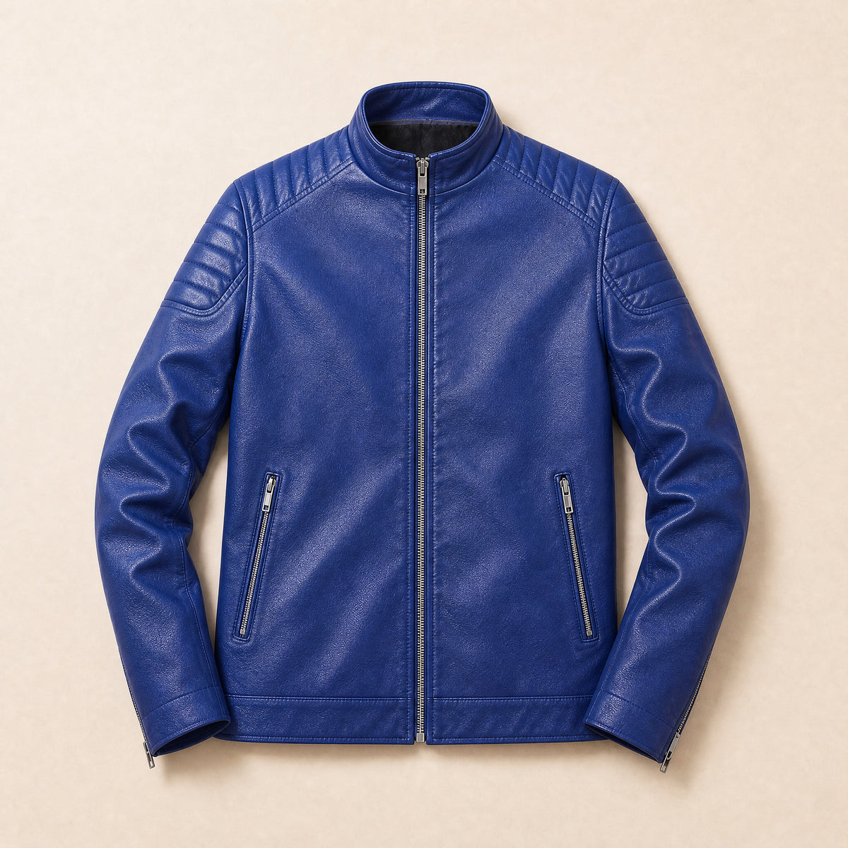 Sable Faux-Leather Jacket in Blue
