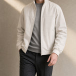 Saddleback Zip Bomber Jacket in Apricot White