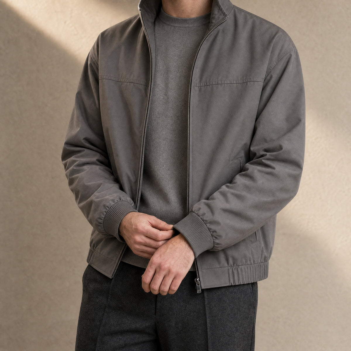 Saddleback Zip Bomber Jacket in Gray