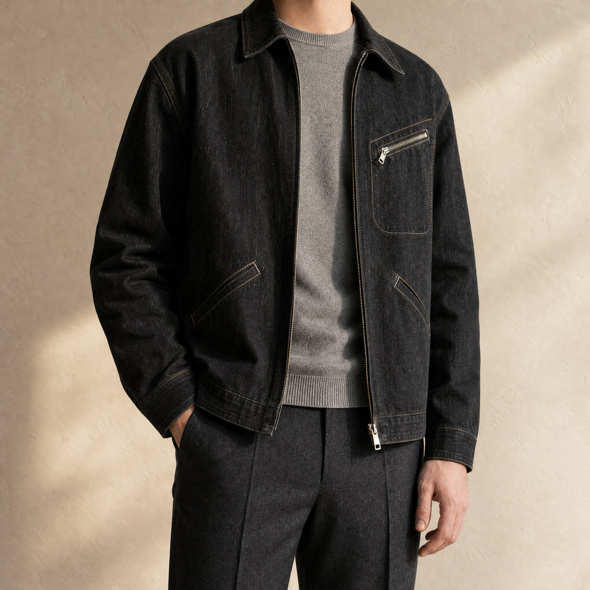 Sage Workwear Denim Jacket in Black
