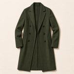 Sapling Long Double-Breasted Overcoat in Army Green