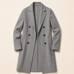 Sapling Long Double-Breasted Overcoat in Gray