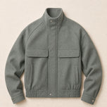 Savanna Short Stand-Collar Bomber Jacket in Green