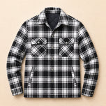 Serac Sherpa-Lined Shirt Jacket in Black/White Plaid