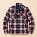 Serac Sherpa-Lined Shirt Jacket in Wine Red Plaid