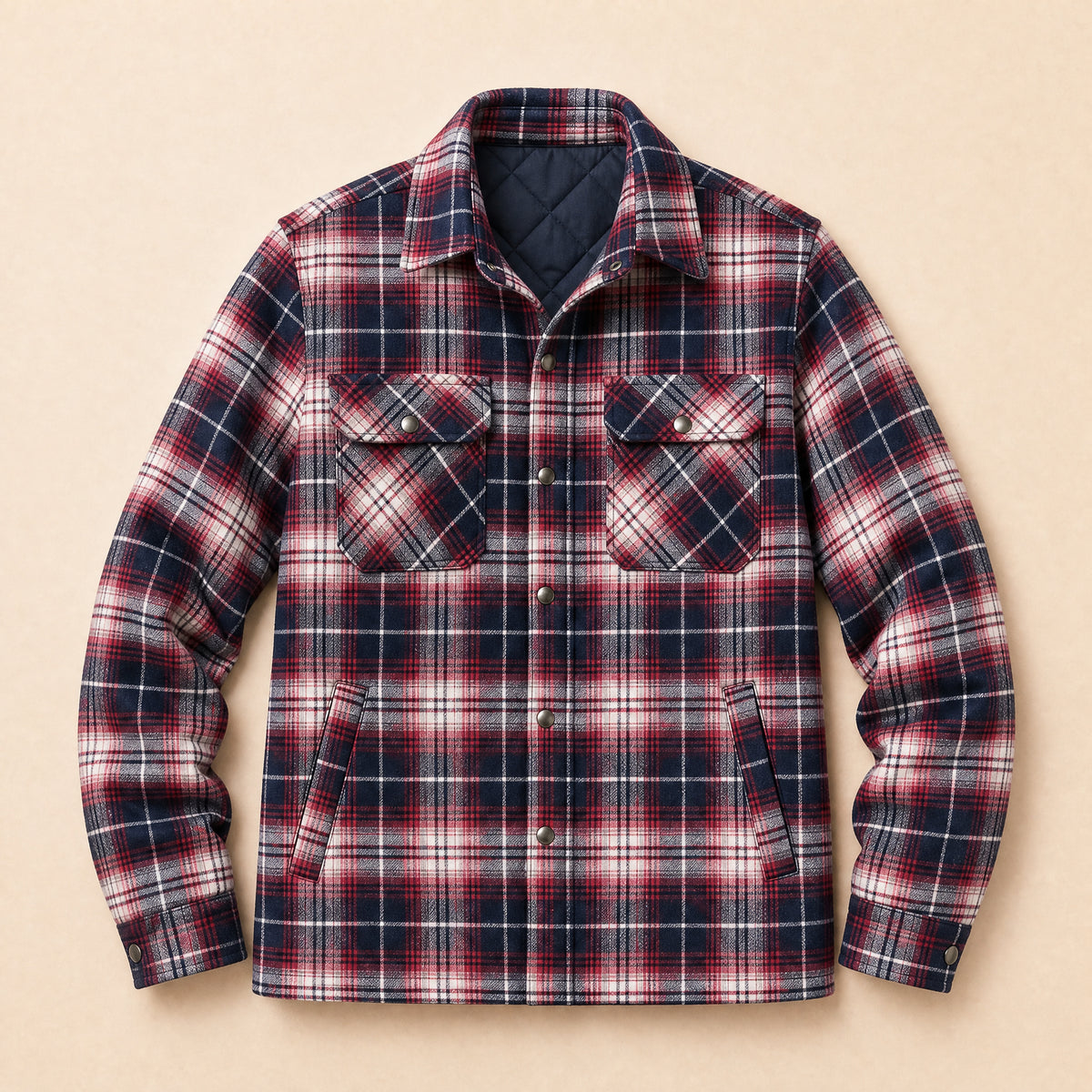 Serac Sherpa-Lined Shirt Jacket in Wine Red Plaid