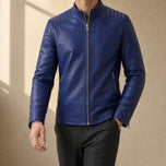 Shale Faux-Leather Jacket in Blue