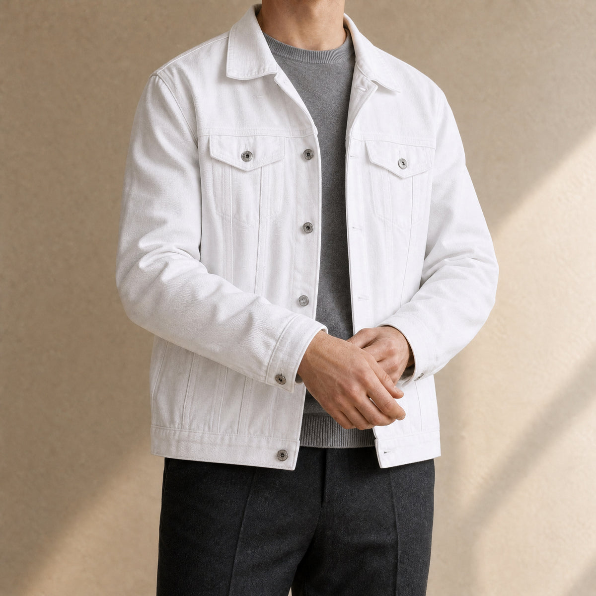 Shaw Oversized Denim Jacket in White