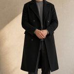 Shoal Double-Breasted Overcoat in Black