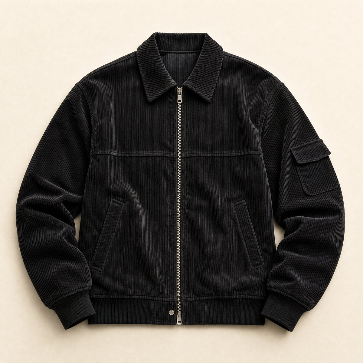 Shower Corduroy Bomber Jacket in Black