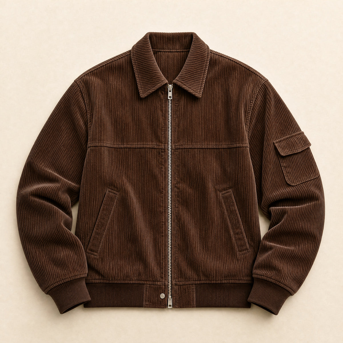 Shower Corduroy Bomber Jacket in Dark Brown