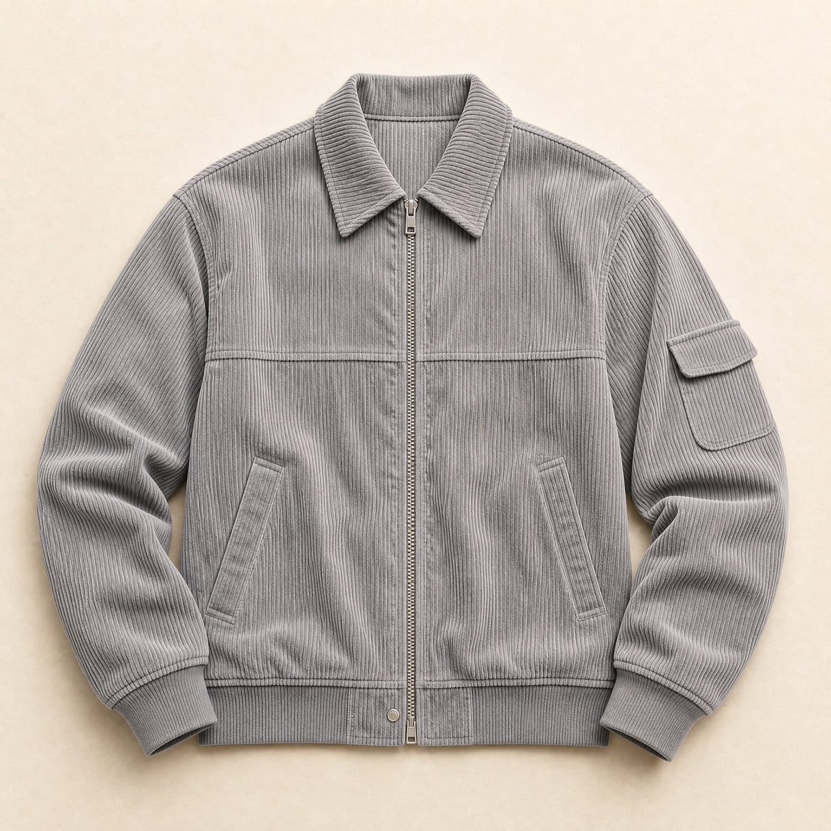 Shower Corduroy Bomber Jacket in Gray