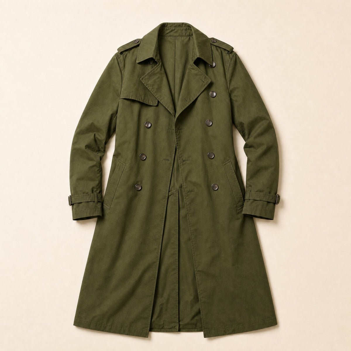Snowdrift Long Trench Coat in Green