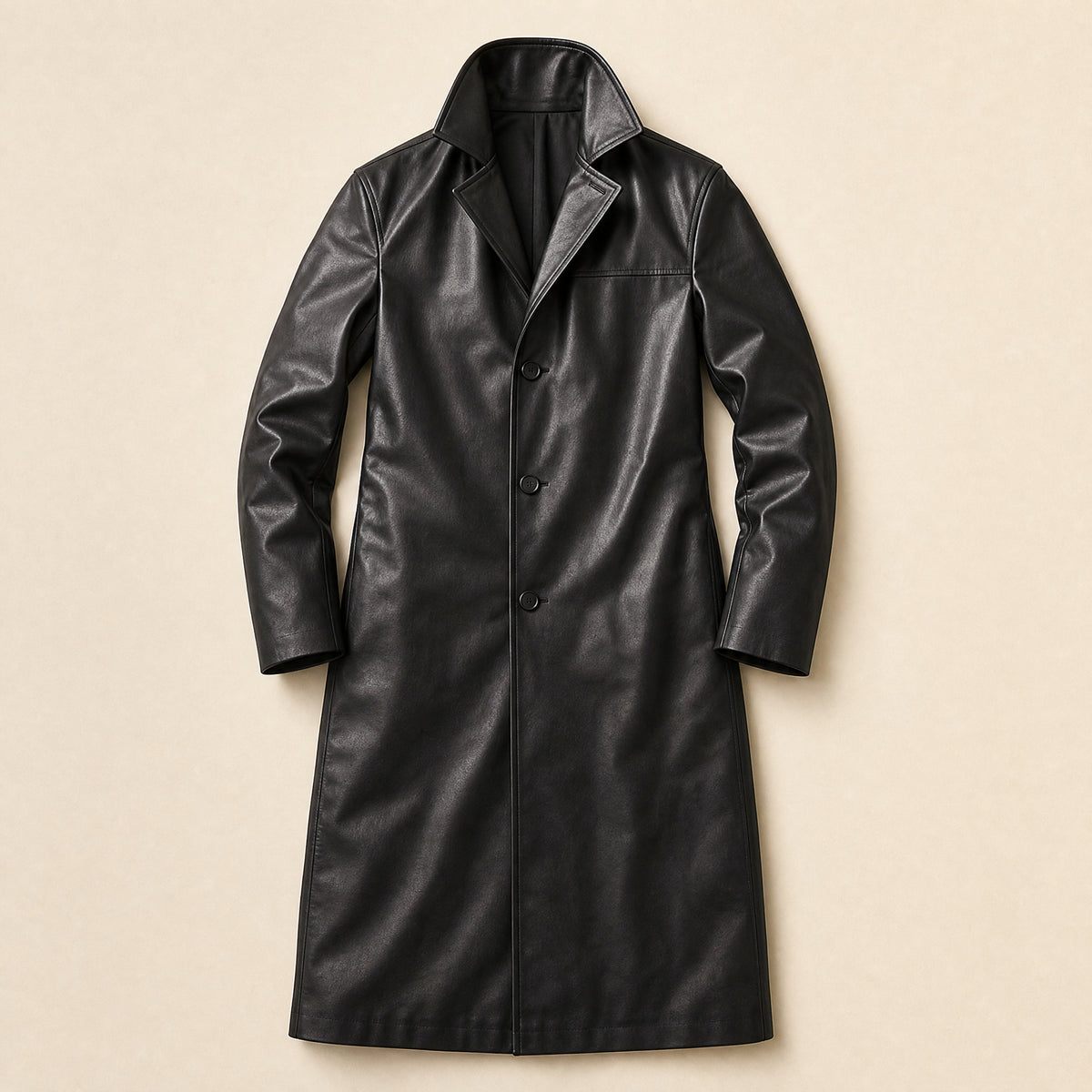 Snowfield Leather Trench Coat in Black