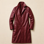 Snowfield Leather Trench Coat in Burgundy