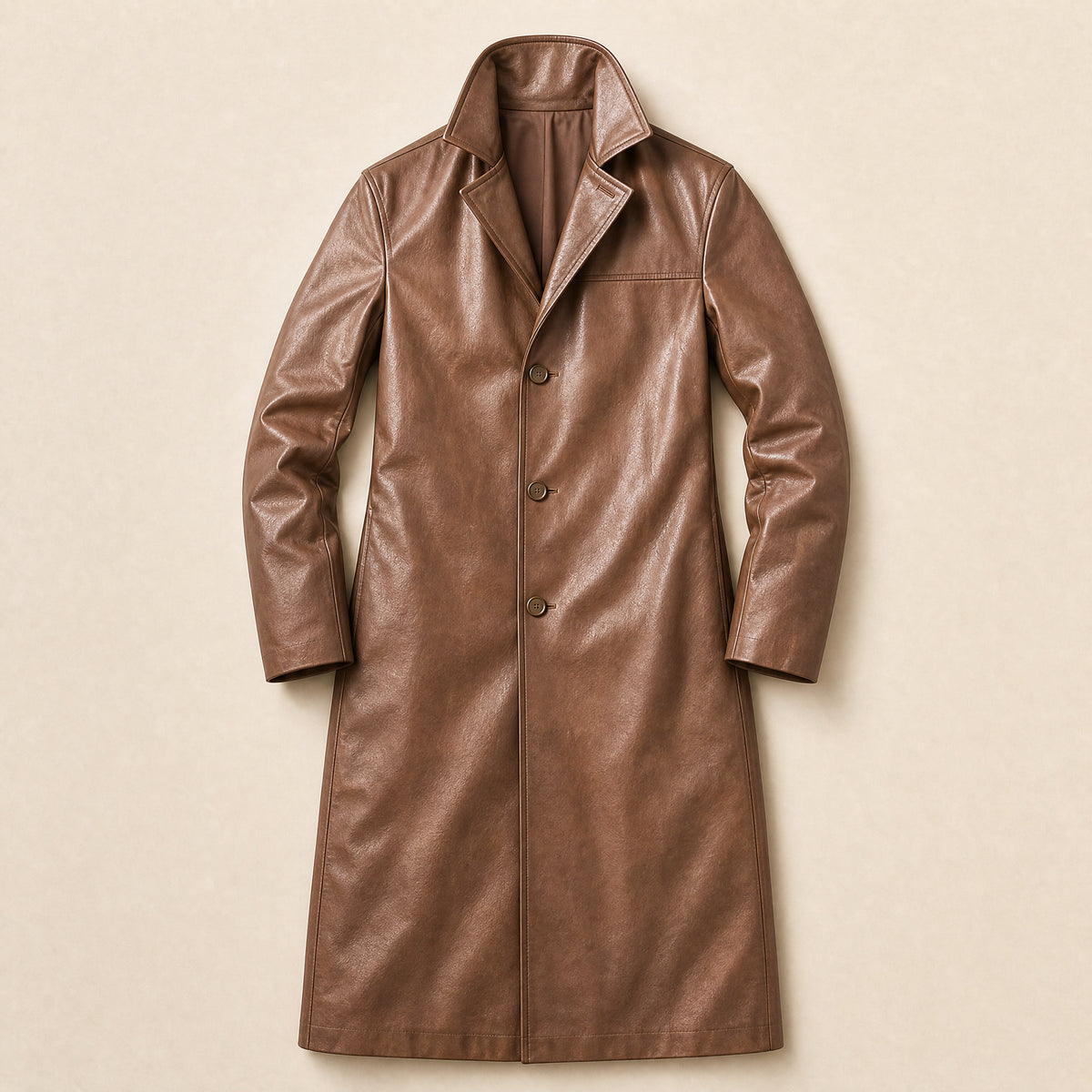 Snowfield Leather Trench Coat in Khaki