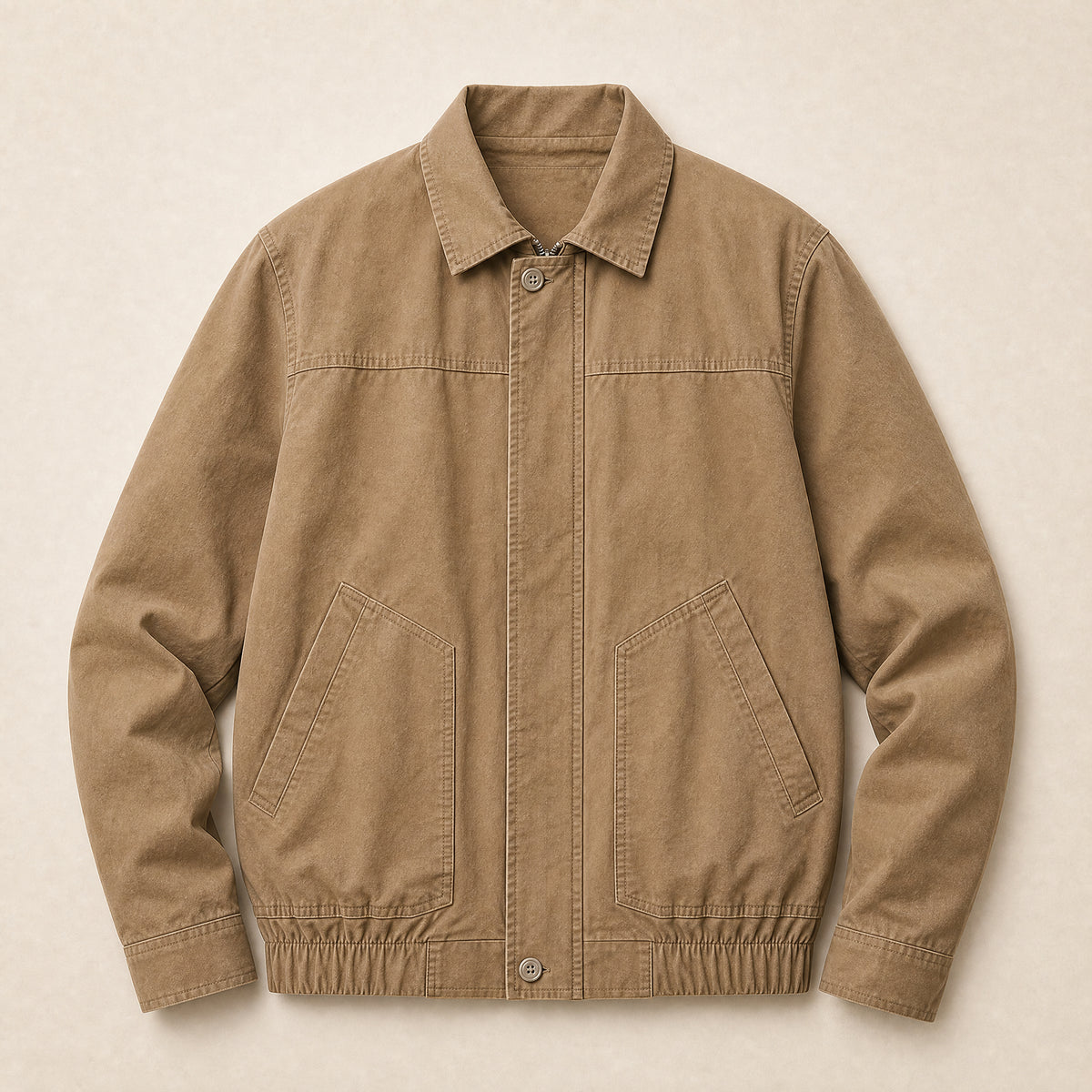Sorrel Washed Cotton Bomber Jacket in Khaki