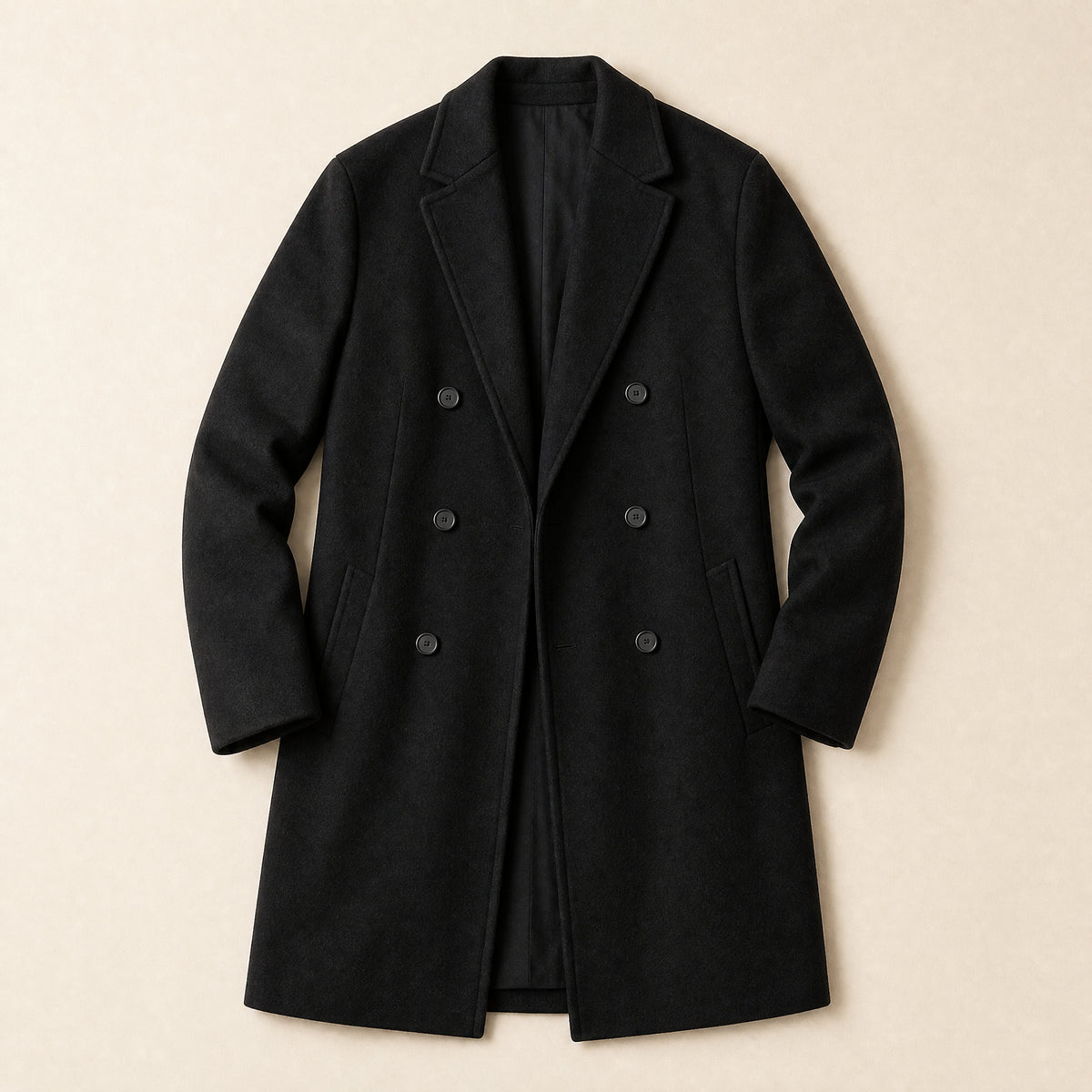 Sound Double-Breasted Overcoat in Black
