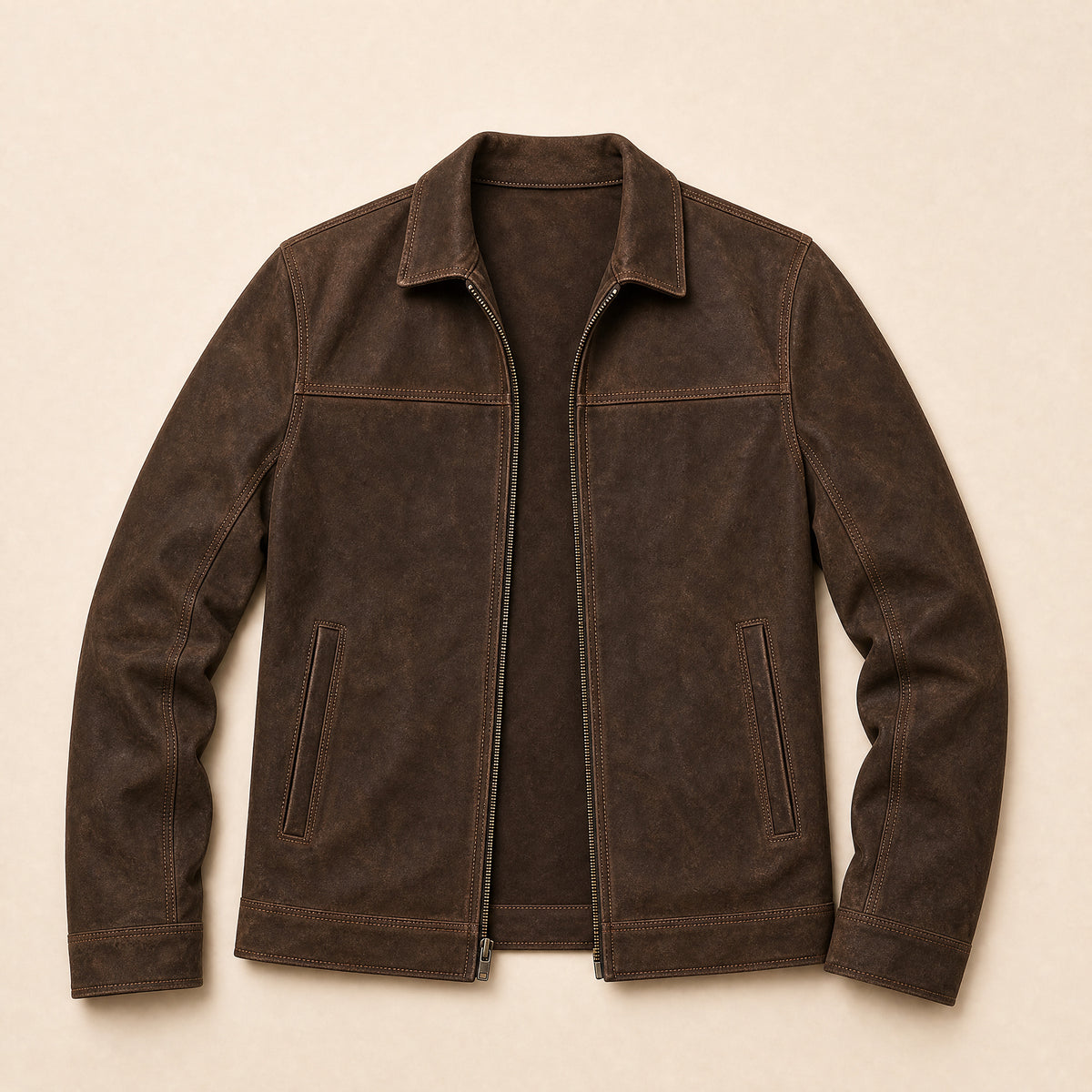 Southerly Leather Casual Jacket in Brown