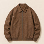 Spate Leather Bomber Jacket in Brown