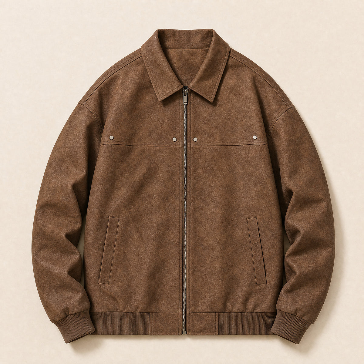 Spate Leather Bomber Jacket in Brown