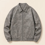 Spate Leather Bomber Jacket in Gray