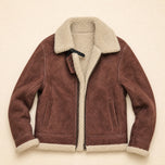Spray Suede Shearling Jacket in Dark Red