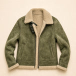 Spray Suede Shearling Jacket in Olive Green